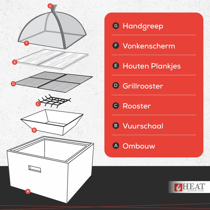 HEAT Vuurkorf 3 in 1 (Vuurkorf + BBQ+ Tafel)