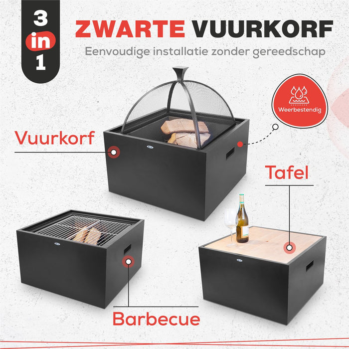 HEAT Vuurkorf 3 in 1 (Vuurkorf + BBQ+ Tafel)