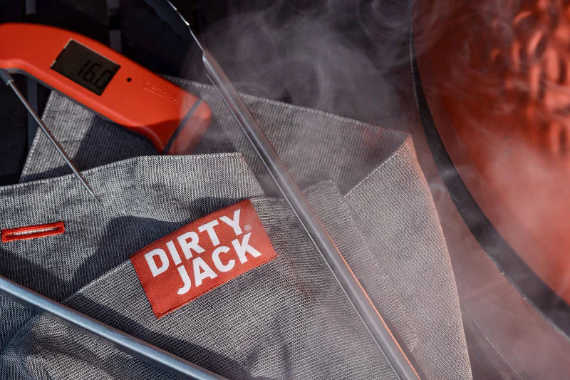 DIRTY JACK doek Charcoal - rood label (kleur = Kamado Joe)