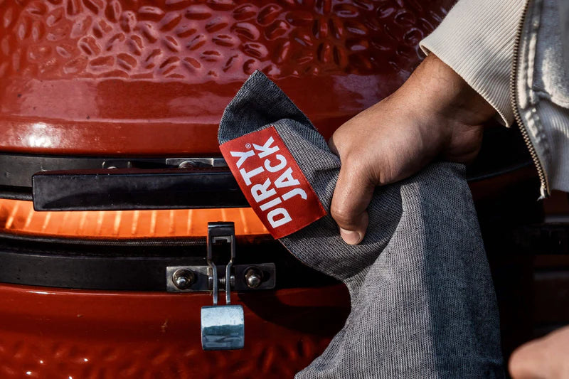 DIRTY JACK doek Charcoal - rood label (kleur = Kamado Joe)