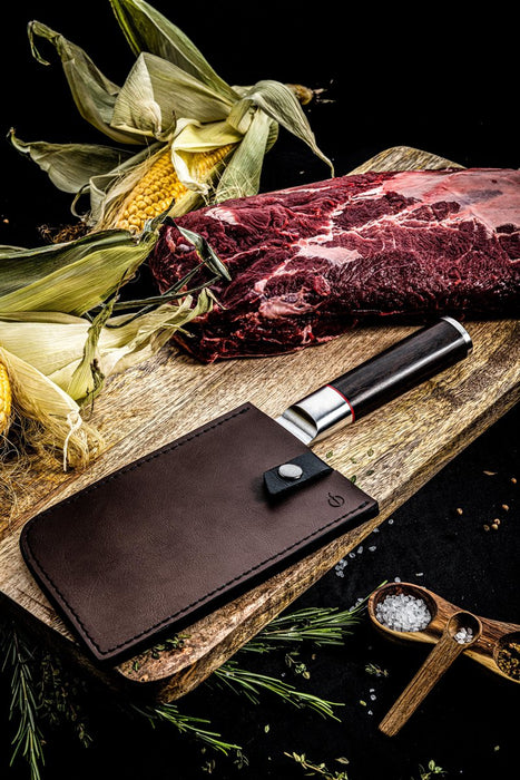 Forged Lederen hoes - aziatisch hakmes (cleaver)