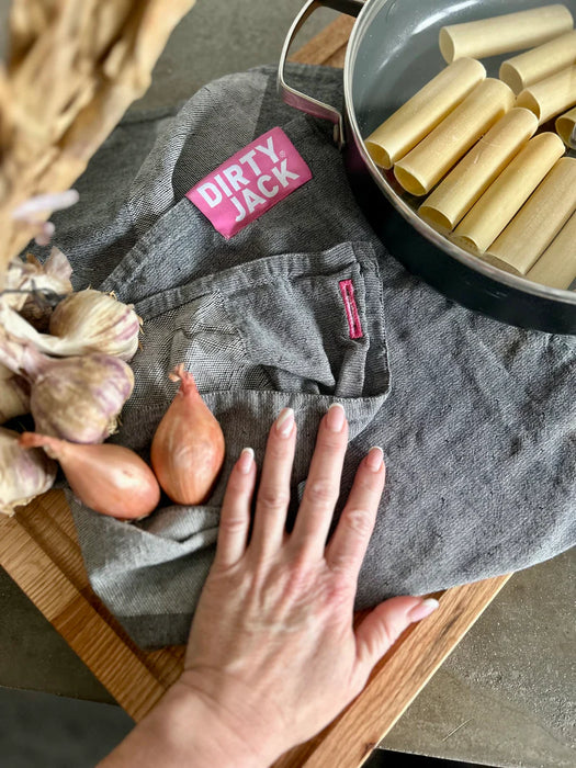DIRTY JACK doek Charcoal - roze pink label