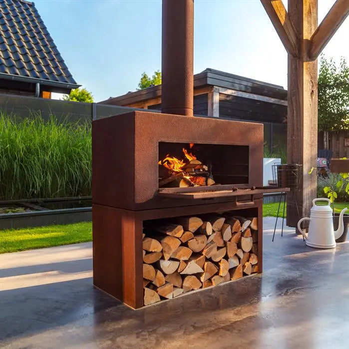 ENOK Cortenstaal Buitenhaard met staander