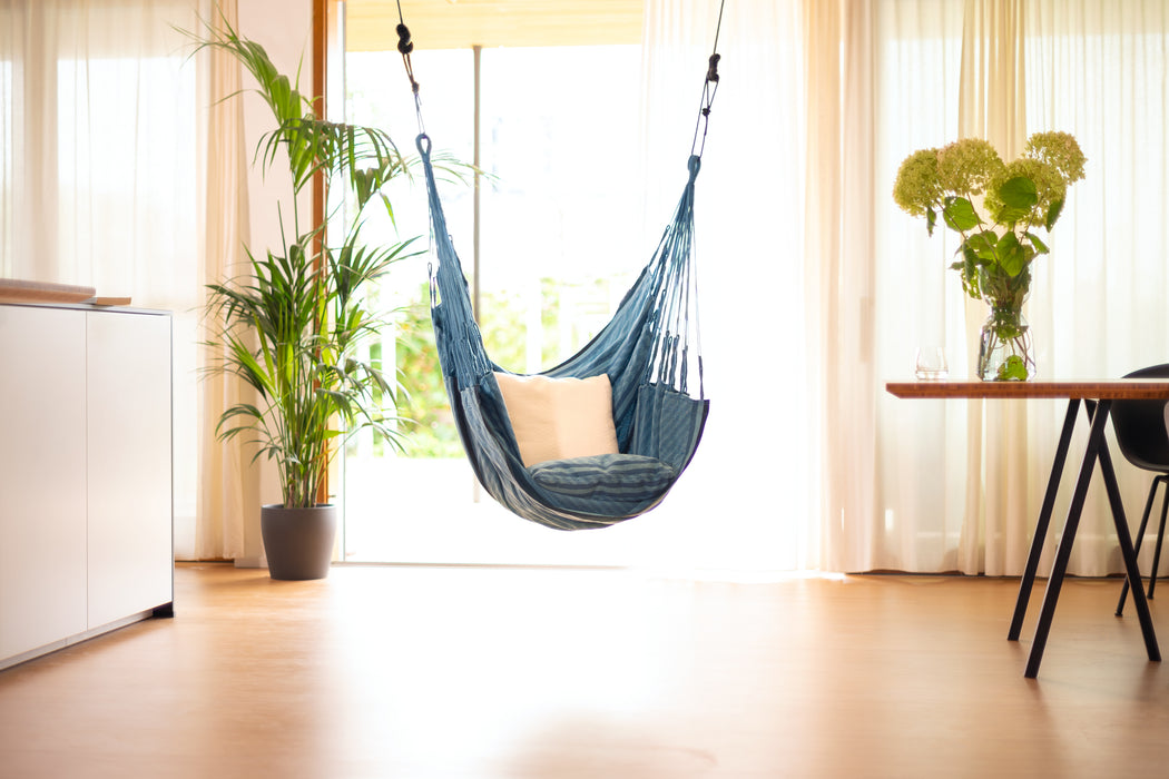 LA SIESTA Cumbia Organic Blue Zebra - Hangstoel - Comfort maat