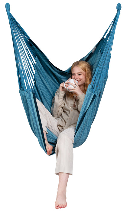 LA SIESTA Cumbia Organic Blue Zebra - Hangstoel - Comfort maat