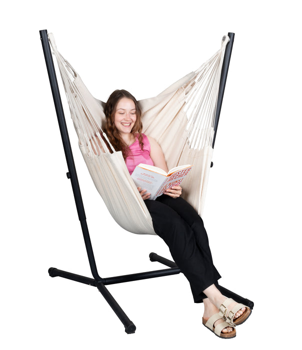 LA SIESTA Fiji Organic Latte - Hangstoel & Stand - Comfort maat