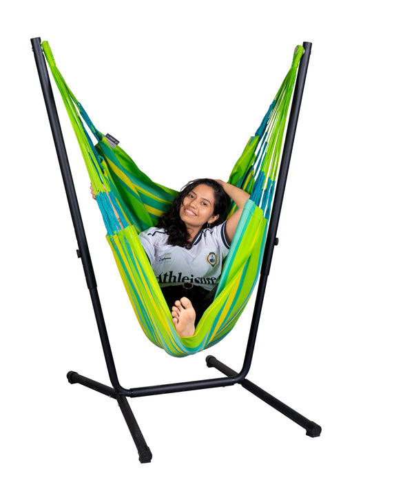 LA SIESTA Fiji Outdoor Lime - Hangstoel & Stand - Weerbestendig - Comfort maat