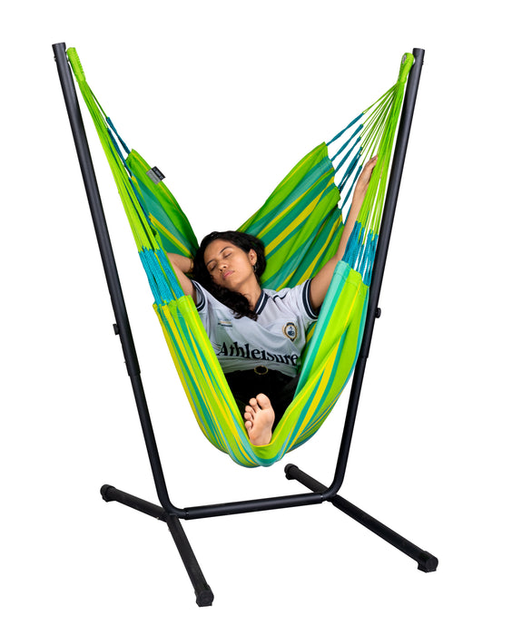 LA SIESTA Fiji Outdoor Lime - Hangstoel & Stand - Weerbestendig - Comfort maat