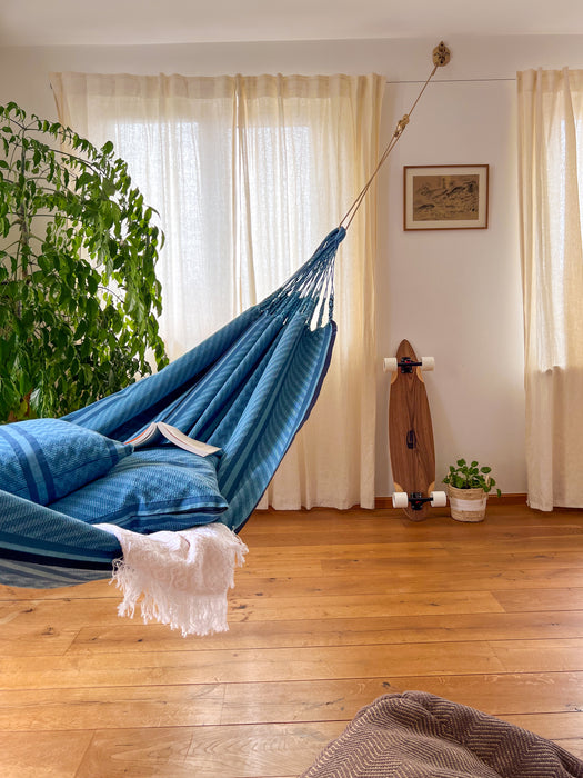 LA SIESTA Flora hangmat - Blauw Zebra - Dubbele maat