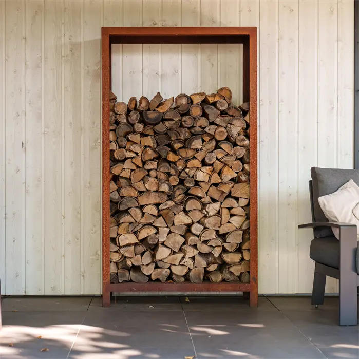 Houtopslag cortenstaal - 1000 x 400 x 1800 mm