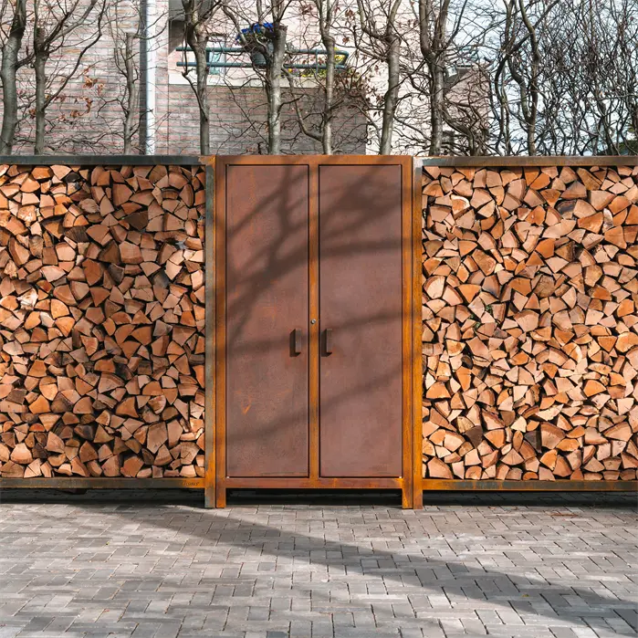 Houtopslag cortenstaal - 1500 x 400 x 1000 mm