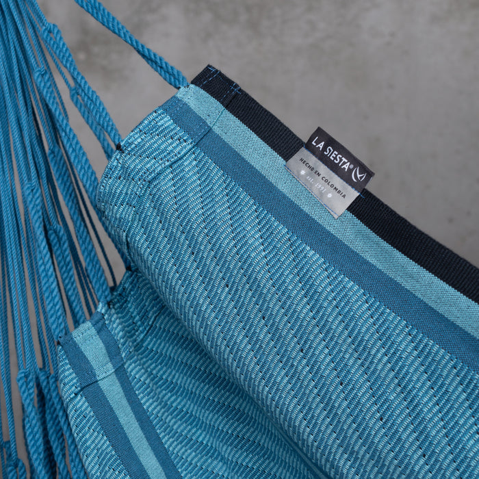 LA SIESTA Fiji Organic Blue Zebra - Hangstoel & Stand - Comfort maat