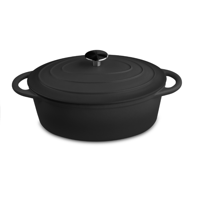OUTR Oval casserole satin black - 29 cm