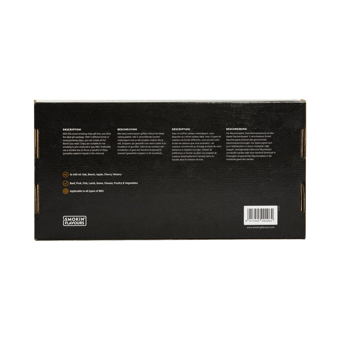 Giftbox rooksnippers 5x 650 ml eik - beuk - appel - kers - hickory