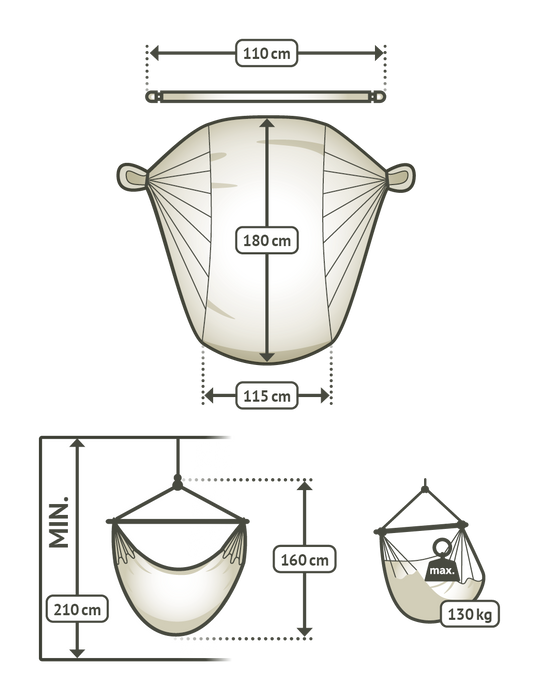 LA SIESTA Habana Latte - Hangstoel - Weerbestendig - KingSize