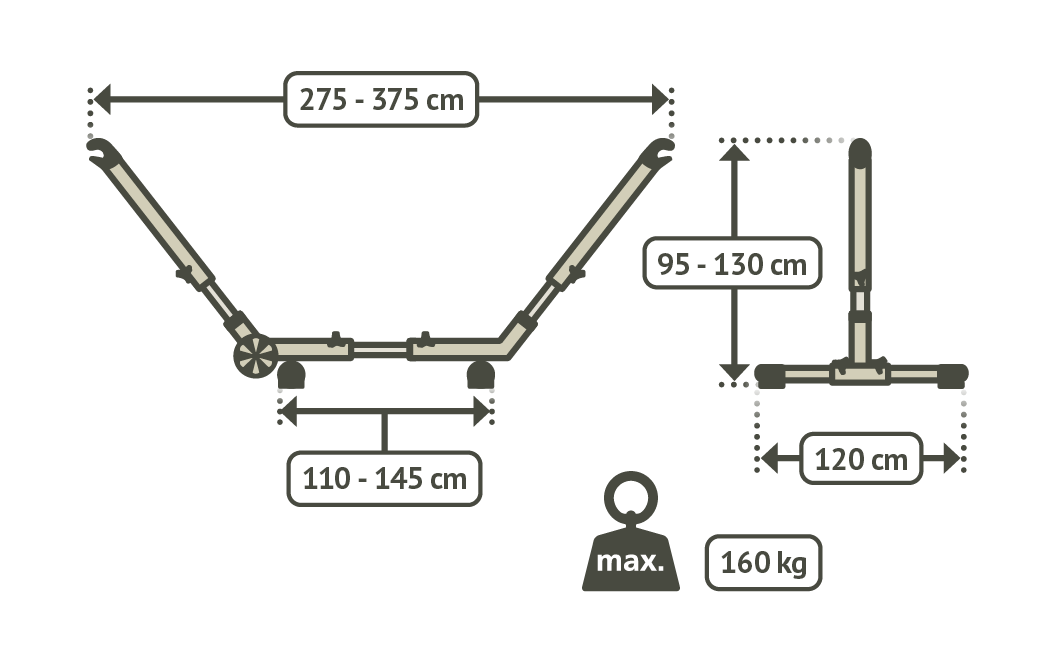 LA SIESTA Esterel Anthracit - Hangmat staander - Kingsize