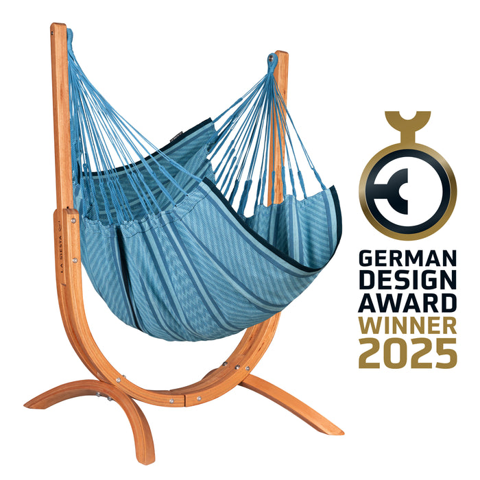 LA SIESTA Udine Organic Blue Zebra - Hangstoel & Stand - Comfort maat