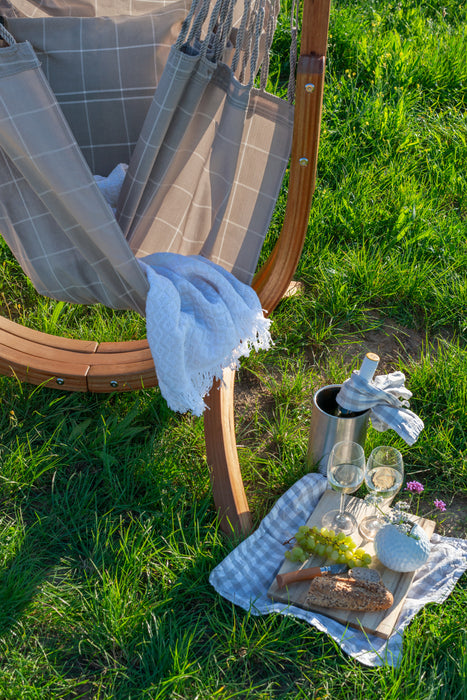 LA SIESTA Udine Outdoor Almond - Hangstoel & Stand - Weerbestendig - Comfort maat
