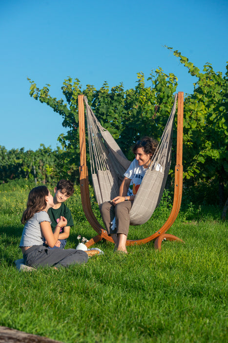 LA SIESTA Udine Outdoor Almond - Hangstoel & Stand - Weerbestendig - Comfort maat