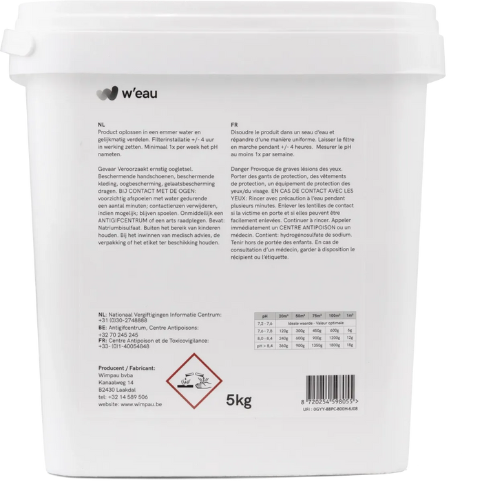 W'eau pH minus poeder - 5 kg